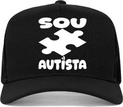 Boné trucker aba curva telinha sou autista tea autismo Boné trucker aba curva telinha sou autista tea autismo