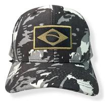 Boné Trucker Adulto Camuflado Cinza Tático Aba Curva Ajustável Algodão