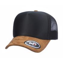 Boné Trucker Adulto Preto e Caramelo