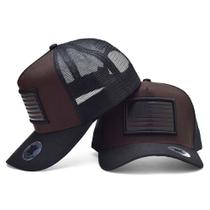 Boné Trucker Atrevidu's Country Bandeira USA Marrom Premium Boné Trucker Atrevidu's Country Bandeira USA Marrom Premium