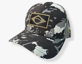 Boné Trucker Brasil Adulto Camuflado Tático Aba Curva Ajustável Algodão