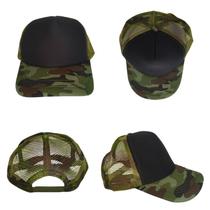 Boné Trucker Camuflado Militar Aba Curva Tela Redinha Snapback Ajustável Unissex Esporte Casual