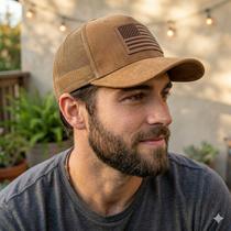 Boné Trucker Caramelo Bandeira EUA Unissex Boné Trucker Caramelo Bandeira EUA Unissex