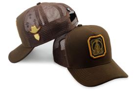 Boné Trucker Country Medalhão De Nossa Senhora Aba Curva Telinha