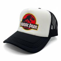 Boné Trucker Estilo Jurassic Park Retro Vintage - Branco Boné Trucker Estilo Jurassic Park Retro Vintage - Branco
