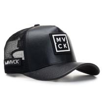 Boné Trucker MVCK Madrid Couro Preto Qualidade Premium