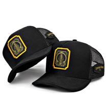 Boné Trucker Nossa Senhora Aba Curva Medalhão