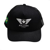 Boné Trucker Original Falcon Line Liso Tela Com Aba Curvada Unissex Preto Ajustável Casual Bordado Boné Trucker Original Falcon Line Liso Tela Com Aba Curvada Unissex Preto Ajustável Casual Bordado