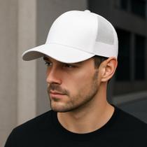 Boné Trucker Preto Liso Rendinha Aba Curva Telinha