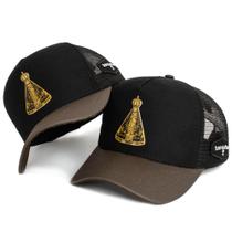 Boné Trucker Preto Nossa Senhora Padroeira Aba Curvada