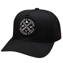 Boné Trucker Rodeio Agro Roça Country Farm Preto Orgulho