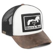 Boné Trucker Rústico Bordado Quarto De Milha Tela Respirável Country Cowboy Peão Raiz