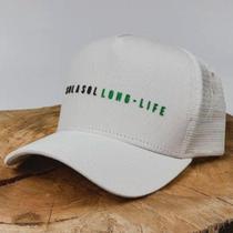 Boné Trucker Sol A Sol Poliéster Ajustável Branco Casual
