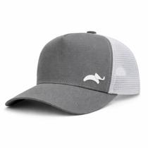 Boné Trucker Sol A Sol Poliéster Ajustável Cinza e Branco