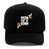 Boné Trucker SYSTEM OF A DOWN Banda De Rock Aba Curvada Telinha Premium Boné Trucker SYSTEM OF A DOWN Banda De Rock Aba Curvada Telinha Premium