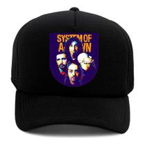 Boné Trucker SYSTEM OF A DOWN Banda De Rock Aba Curvada Telinha Premium Boné Trucker SYSTEM OF A DOWN Banda De Rock Aba Curvada Telinha Premium