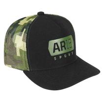 Boné Trucker Telado AR15 Sport Camuflado Preto e Verde Ajustável