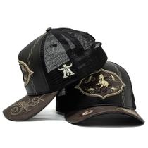 Boné Trucker Telinha Em Couro Atrevidu's Country Cavalgada Bordado