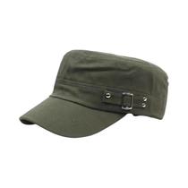 Boné Unissex Ajustável De Algodão Cor Pura Estilo Militar Com Topo Reto Para Verão E Outono - Chapéu Boné Unissex Ajustável De Algodão Cor Pura Estilo Militar Com Topo Reto Para Verão E Outono - Chapéu