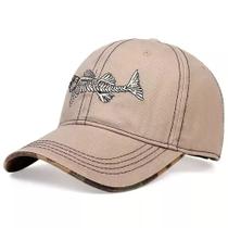 Boné Unissex Bordado Espinha de Peixe aba curva ajustavél