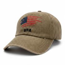 Bone USA Retro Vintage Desbotado Estados Unidos Baseball - Bege Bone USA Retro Vintage Desbotado Estados Unidos Baseball - Bege