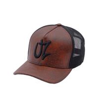 Boné Uz Masculino Aba Curva de Telinha Tela Redinha Snapback Regulável Café