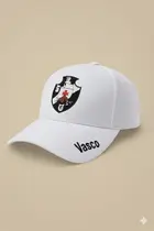 Boné Vasco da Gama Branco Aba Curva Bordado Ajuste em tiras autocolantes
