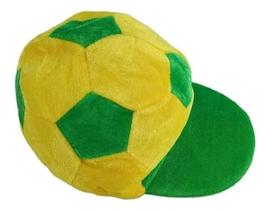 Boné Verde e Amarelo Formato Bola Torcida Brasil Copa do Mundo