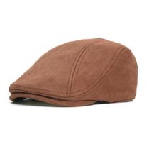 Boné Vintage De Inverno E Outono Para Homens E Mulheres, Boné Casual De Couro PU, Boina Sólida