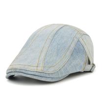 Boné vintage Ivy Gatsby Newsboy, chapéu jeans azul claro