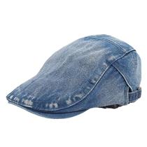 Boné vintage lavado, chapéu Gatsby Newsboy, jeans unissex