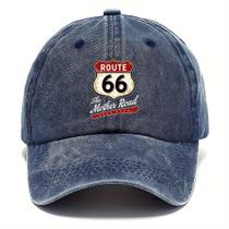 Boné Vintage Route 66 - Boné Ajustável com Design Clássico da Mother - Boné Vintage Route 66 - Boné Ajustável com Design Clássico da Mother -