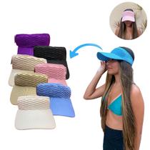 Boné Viseira Aba Longa Lisa Unissex Respirável para Sol e Praia