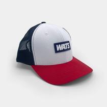Boné Wats Trucker Tela Branco Azul e Vermelho Tamanho:UnicoCor:Branco Boné Wats Trucker Tela Branco Azul e Vermelho Tamanho:UnicoCor:Branco