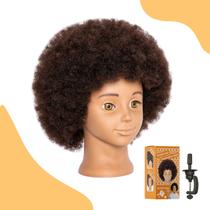 Boneca africana com cabeça de manequim com cabelo 100% humano