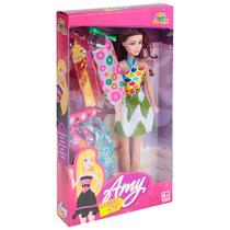 Boneca Amy Closet Style com 4 Lindos Vestidos Tipo Barbie - Art Brink