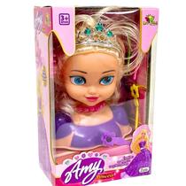 Boneca Amy Princesa Busto Com Acessórios Para fazer Vários Penteados