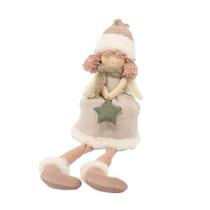 Boneca Angel com cachecol e estrela natalina Rosa