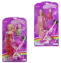 Boneca Angel Pop Com Nenem + Carrinho Colors 3 Pecas Na Cart - Pica pau