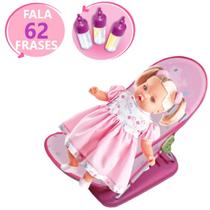 Boneca Angelina Grande 45 cm 62 Frases + Cadeira Soneca - Milk Brinquedo