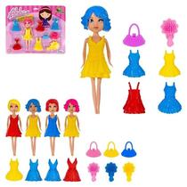 Boneca Arbie Colorida Infantil Troca Guarda Roupa Vestido Bolsa 8 Peças Brinquedo Para as Crianças