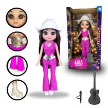 Boneca Aria Country Sua Estrela do Sertanejo Boiadeira Cantora Violão Acessórios Menina Presente