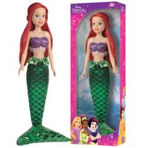 Boneca Ariel Princesa Disney Pequena Sereia Articulada 82Cm