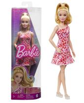 Boneca Articulada Barbie Fashionistas 205 Vestido Branco Com Flores Vermelha Loira - Mattel - HJT02
