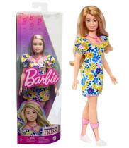Boneca Articulada Barbie Fashionistas Síndrome de Down 208 Vestido Florido Loira - NDSS - Mattel - HJT05