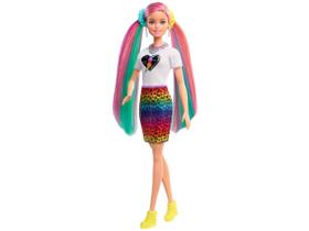 Boneca Articulada Barbie Leopard Rainbow Hair Style - Animal Print Color Change - Penteado Arco-Iris - Mattel - GRN81