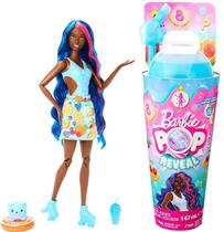 Boneca Articulada Barbie Pop Reveal Azul - Ponche de Cereja - Série Ponche de Frutas - 8 Surpresas - Mattel