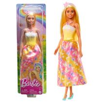 Boneca Articulada Barbie Realeza Vestido dos Sonhos Amarelo Com Saia Estampada Removível - Magia do Arco-Íris - Mattel Boneca Articulada Barbie Realeza Vestido dos Sonhos Amarelo Com Saia Estampada Removível - Magia do Arco-Íris - Mattel