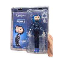 Boneca Articulada Coraline Anime - Com Capa de Chuva, Camisola Listrada e Camisa