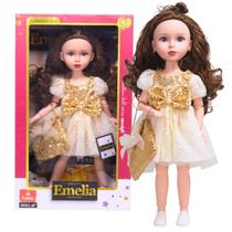 Boneca Articulada Emelia Vestido e Bolsinha Dourado - Castela Boneca Articulada Emelia Vestido e Bolsinha Dourado - Castela